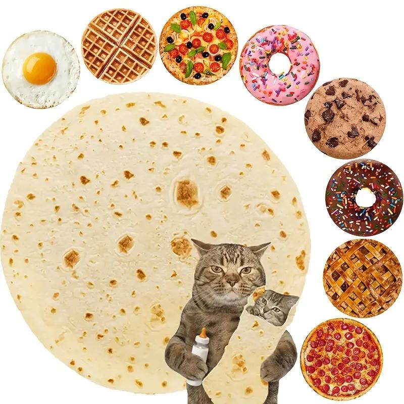 1pc 창조적 인 음식 플란넬 담요, 편안하고 부드러운, 성인에게 적합, 다중 사양, 올 시즌 담요, 에어컨 낮잠 캐주얼 소파 담요, 재미있는 음식 인쇄 담요