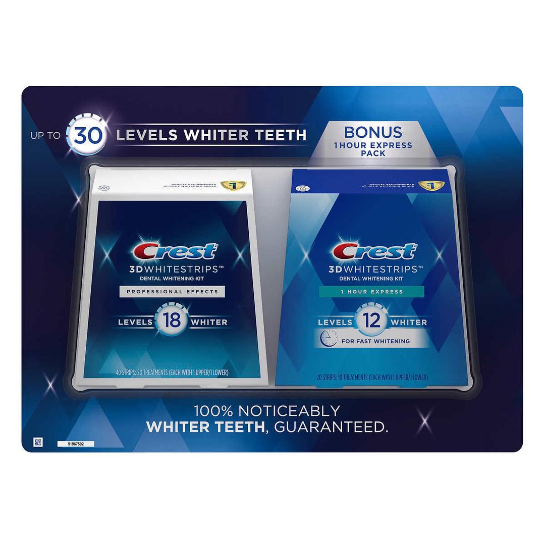 크레스트 3D 화이트 스트립 덴탈 화이트닝 키트 셀프 치아 미백 60개+사은품