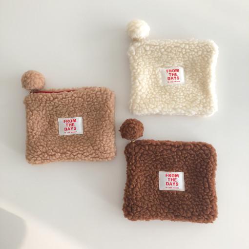 [자체제작] 뽀글이 양털 지퍼 파우치 / 사각 파우치