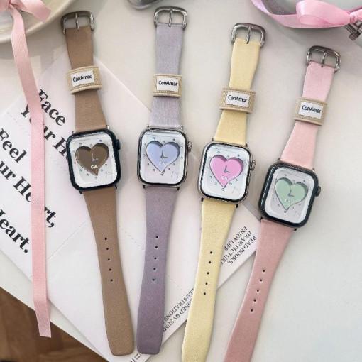 파스텔 애플워치 스트랩 호환 밴드 시계줄 가죽 40mm 41mm