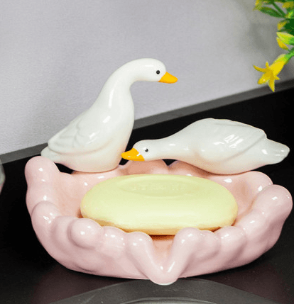 비누받침대 오리가족 세라믹 물빠짐 거치대 2color