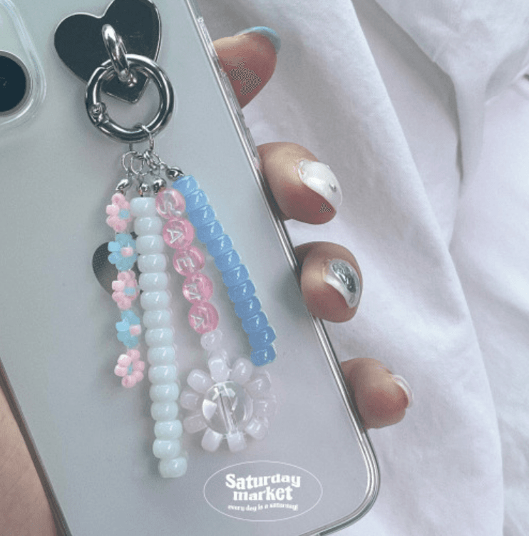 썸머 파스텔 이니셜 비즈 키링(saema)