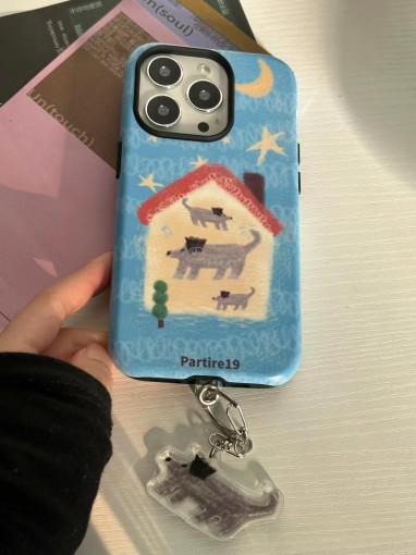 수심 Night Blue Case 나이트 블루 강아지 아이폰 케이스 수채화 유니크 하우스