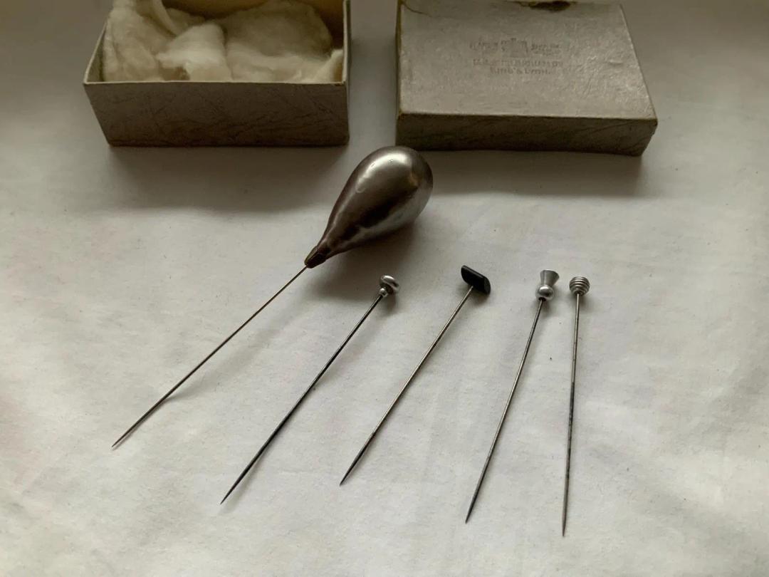 Old Antique 1920’s Set Of 5X Hatpins / Lapel Pins