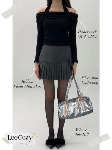 [리코지] 발레코어 위시 리본 플리츠 미니스커트