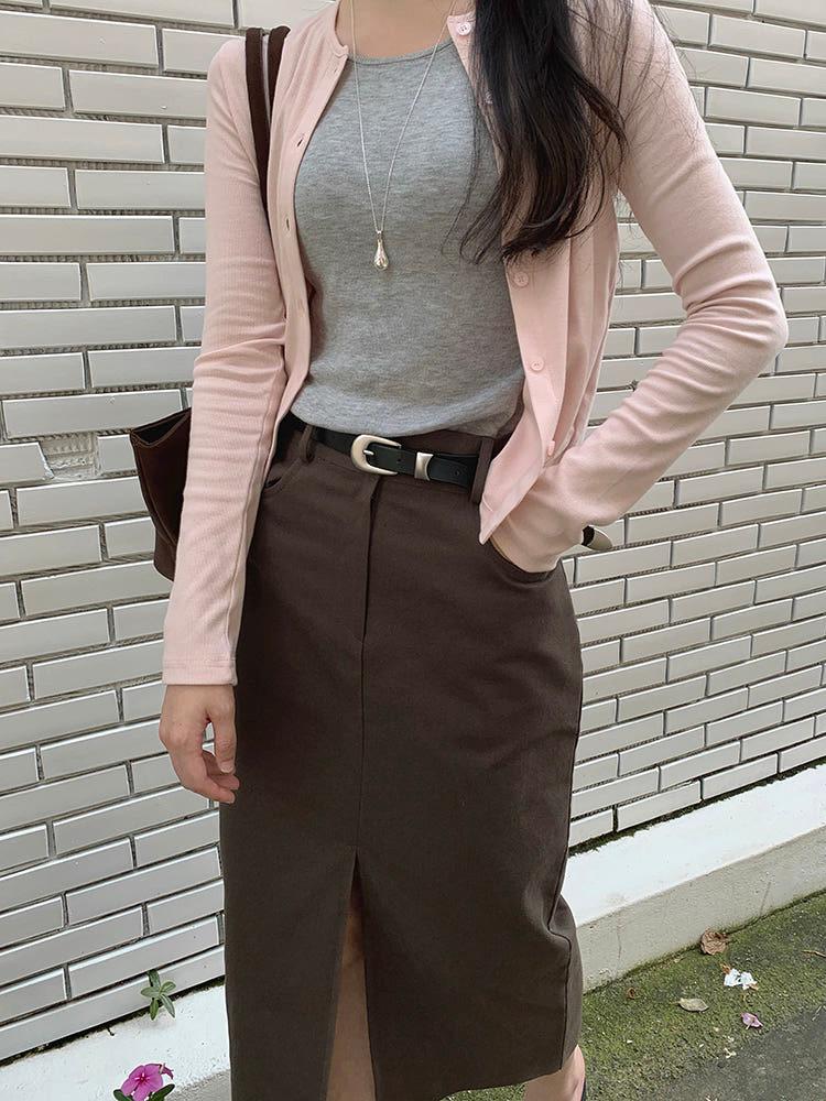 베이직 코튼 롱 스커트