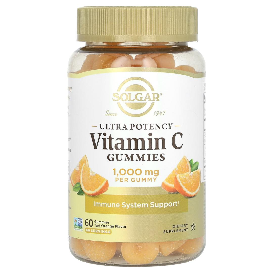 Solgar, 울트라 효능 비타민C 구미젤리, 타트 오렌지, 1,000mg, 구미젤리 60개