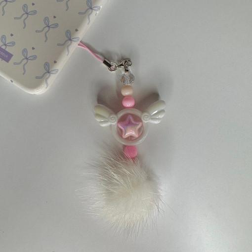 곰뽁이네 핸드메이드 천사 요술봉 일자형 폰스트랩 키링