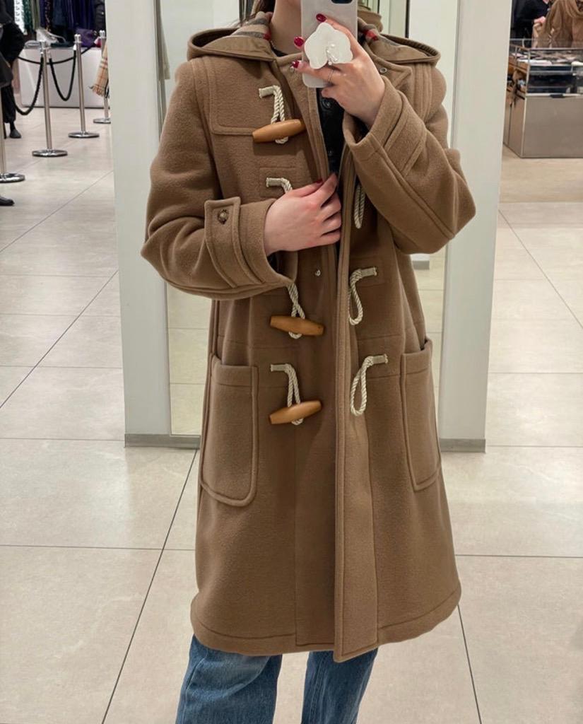 버버리 BELFIELD 울 후드 더플 코트 TAUPE BROWN 80911591