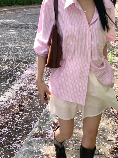 베티 스트라이프 포켓 셔츠 (3color)