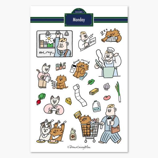 [돌콩블루] 요일 스티커 (7종)