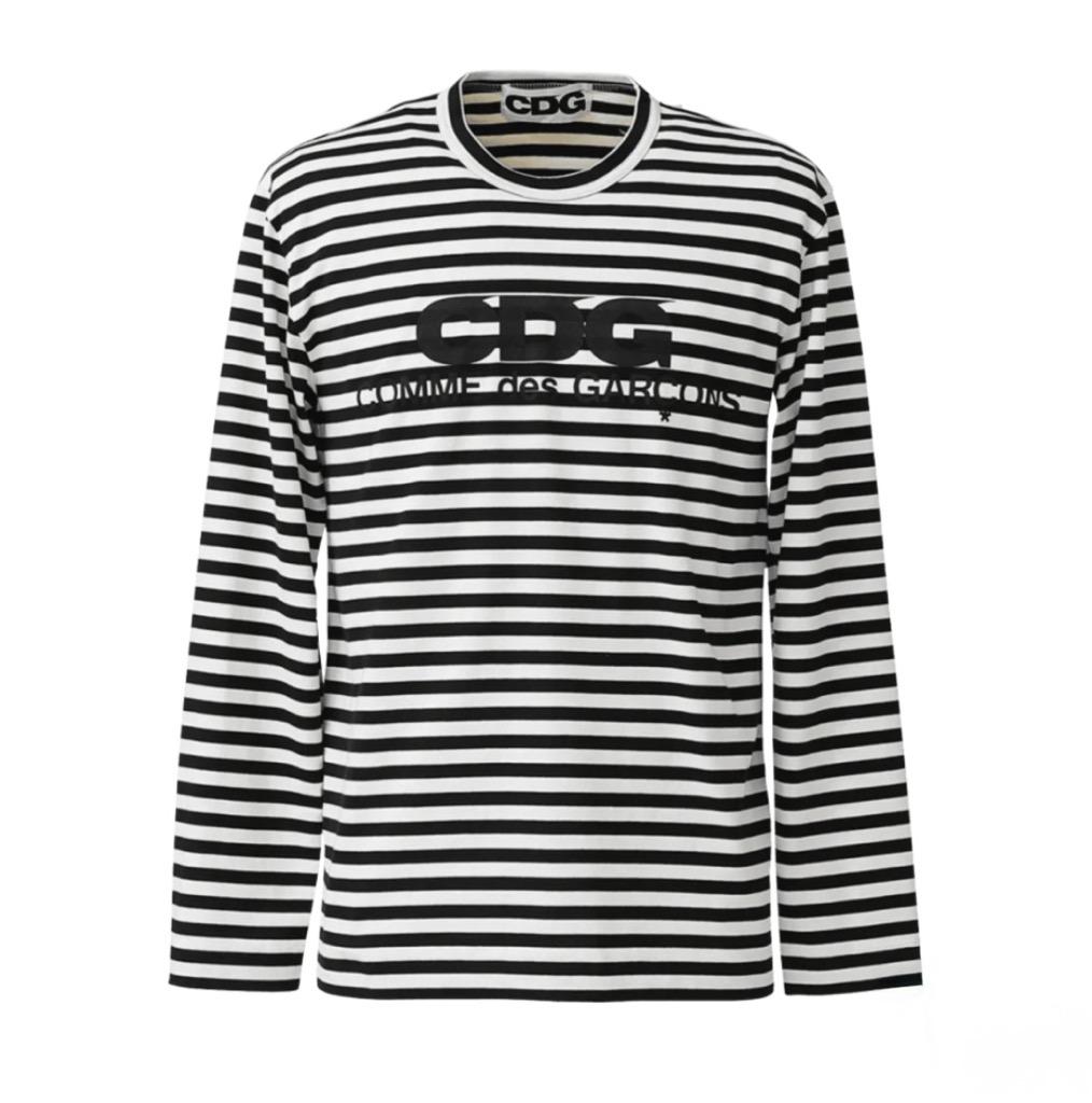 CDG 롱슬리브 티셔츠 블랙 스트라이프
