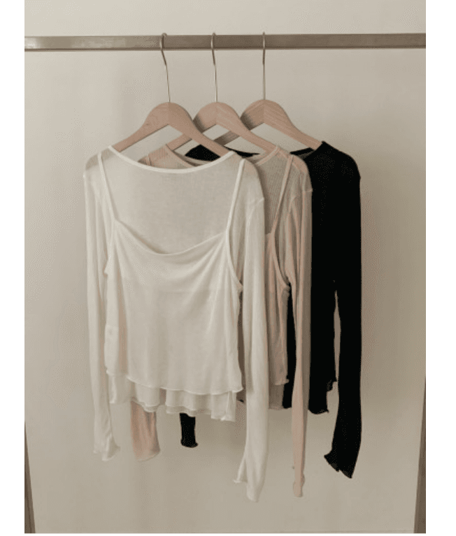 발레코어 시스루 레이어드 티