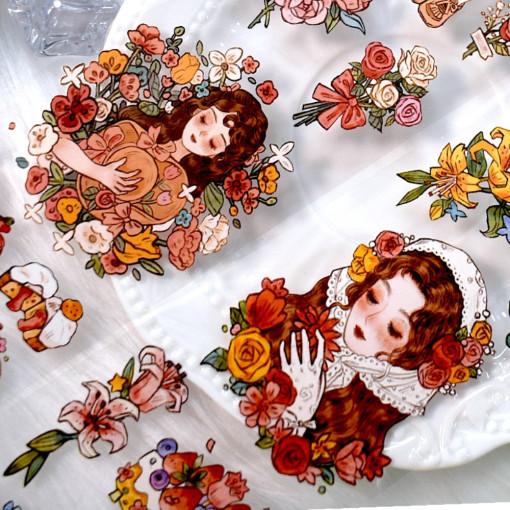 빈티지다꾸 복고패션 플라워 pet 화지 인물 마스킹 테이프