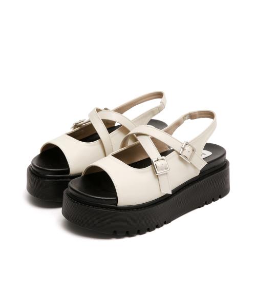 Olga 2Color 버클 히든밴딩 토오픈 샌들 6Cm