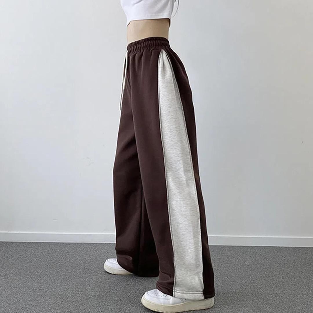 [배색라인/기모안감] 글로리 스티치 절개 포인트 배색 기모 와이드 트레이닝팬츠 7color_스윗라떼