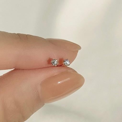 14K 모이사나이트 피어싱 2mm 이너컨츠 다이아 귀걸이