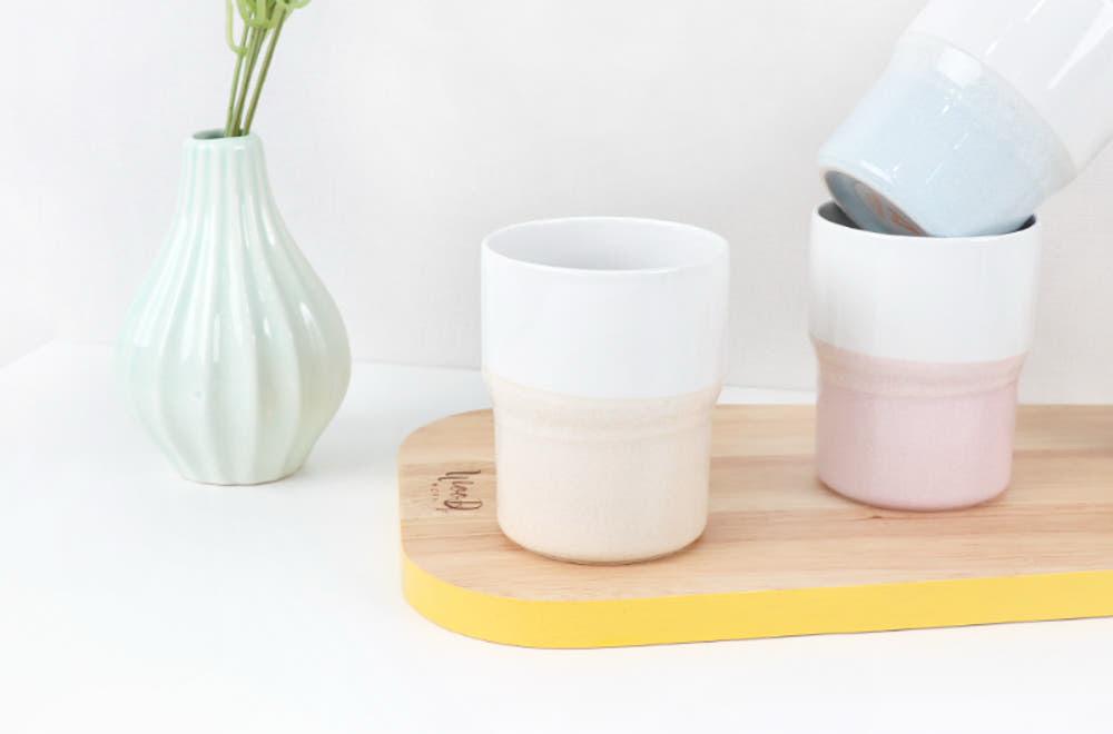 팬시-212 차곡차곡 컵 투톤베이지 250㎖ 도자기제품