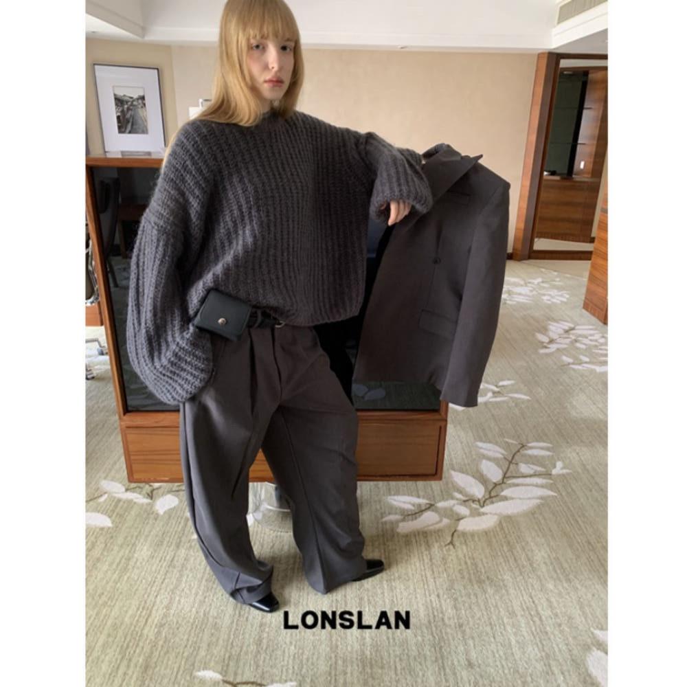 LONSLAN 바지 슬렉스 와이드 루즈핏 테일러드 팬츠 2COLOR