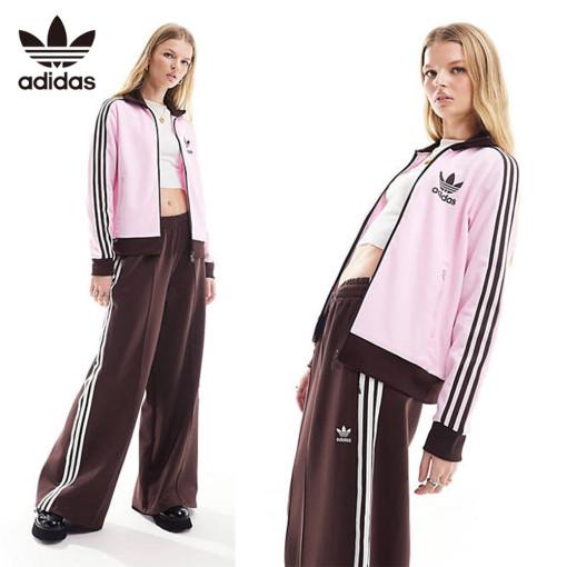 아디다스 베켄바우어 트랙탑 저지 트랙팬츠 트레이닝 세트 핑크 브라운