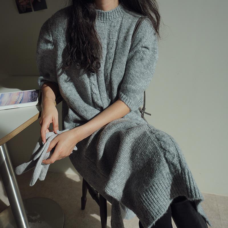 퍼프 울 니트 원피스 48655