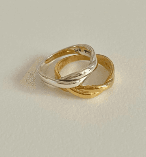 실버925 18K도금 에버 꼬임 은 반지