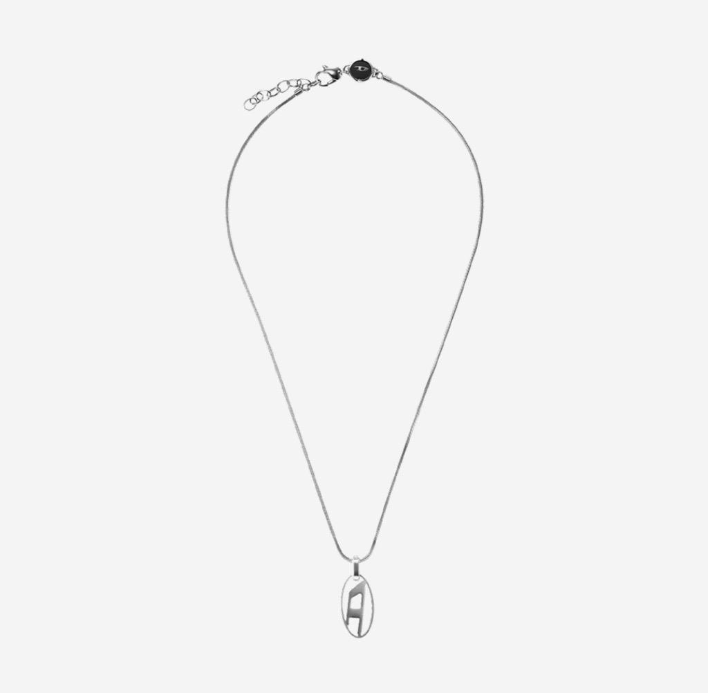 Diesel Dx1342040 Peekaboo D Logo Pendant Necklace Silver