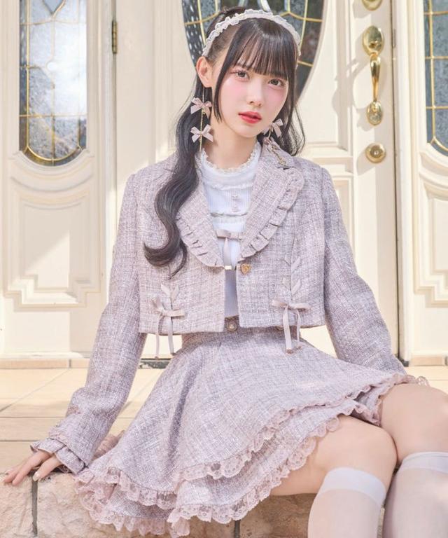 루미뇽 Lumignon original ♥ Ribbon bust fluffy tops【ピンク