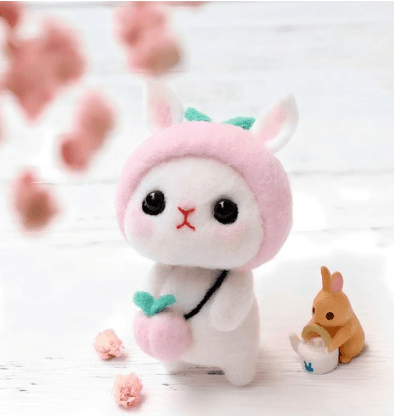 아트조이 DIY 양모펠트 패키지, 복숭아토끼, 1세트