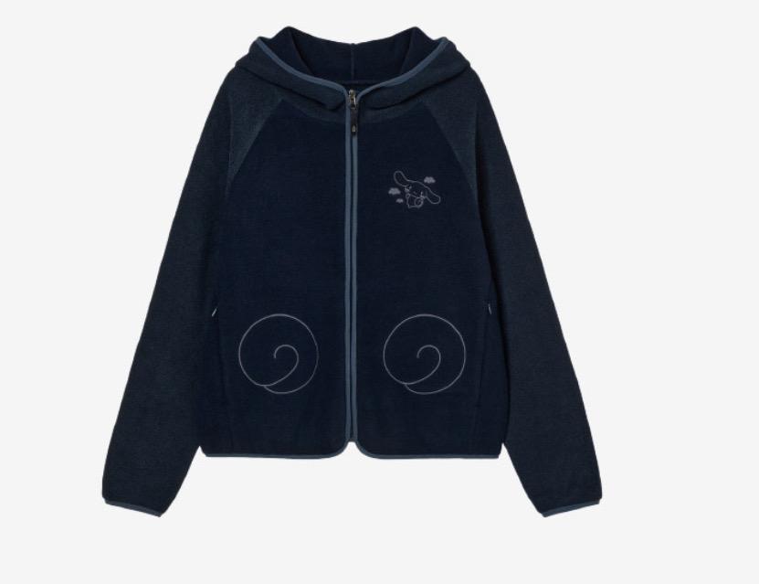 에이이에이이 시나모롤 플리스 후디 집업 네이비