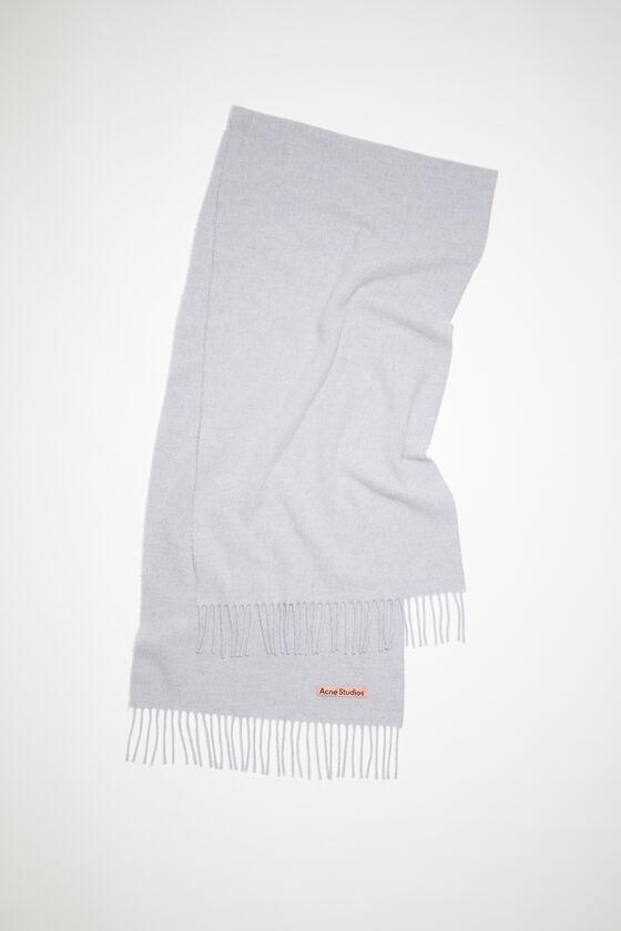 Fringe wool scarf – Narrow - Powder blue mélange