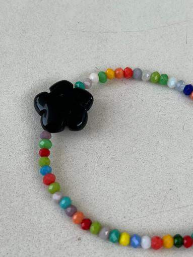 [스트링더비즈] 블랙 꽃장미석 멀티 비즈 팔찌