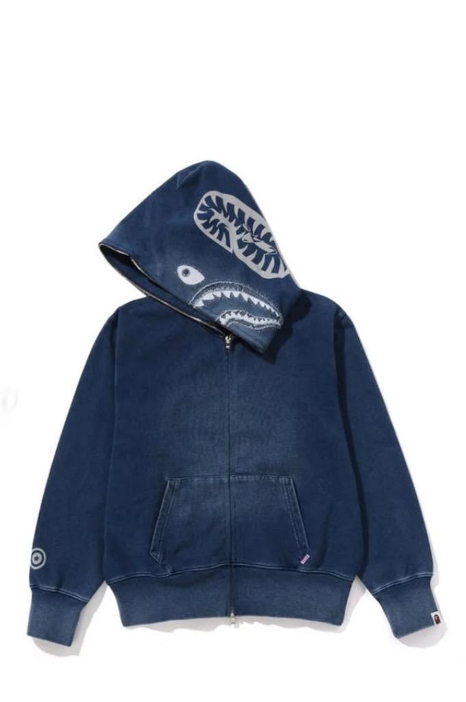 베이프 여성용 샤크 후드집업 INDIGO SHARK FULL ZIP HOODIE