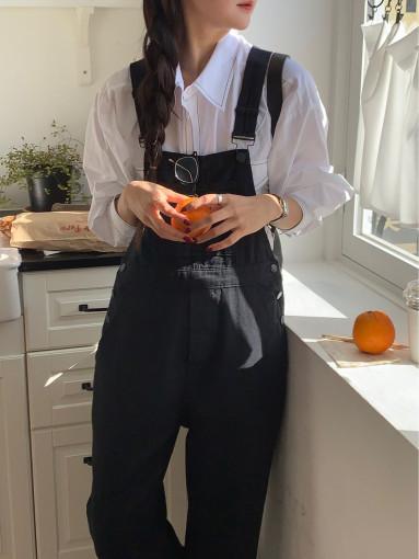 네프 오버롤 멜빵 와이드 데님