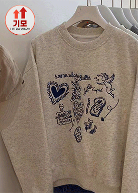 빈티지 자수 기모 맨투맨