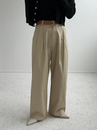 [당일발송 m] 엘스 핀턱 코튼 와이드팬츠 (베이지)