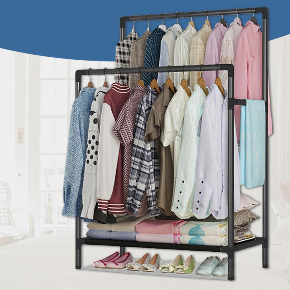 스탠드 행거 2단 철제 조립식 튼튼한 수납 옷 헹거