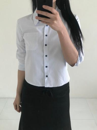 헤인 7부 스트라이프 셔츠