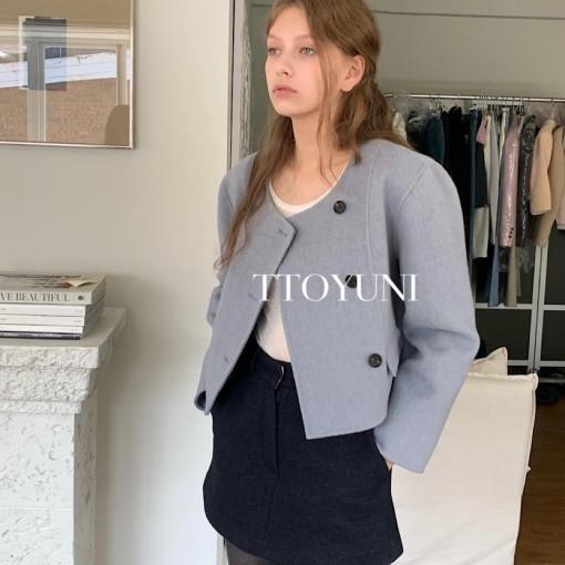 (전컬러당일) 리에뜨 콥 핸드메이드 코트 울100 (2color) riette 노카라 하프