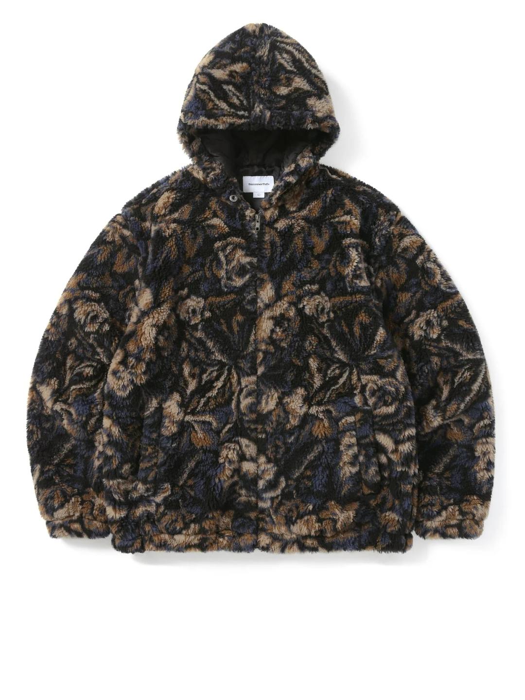 Floral Faux Fur Jacket Khaki