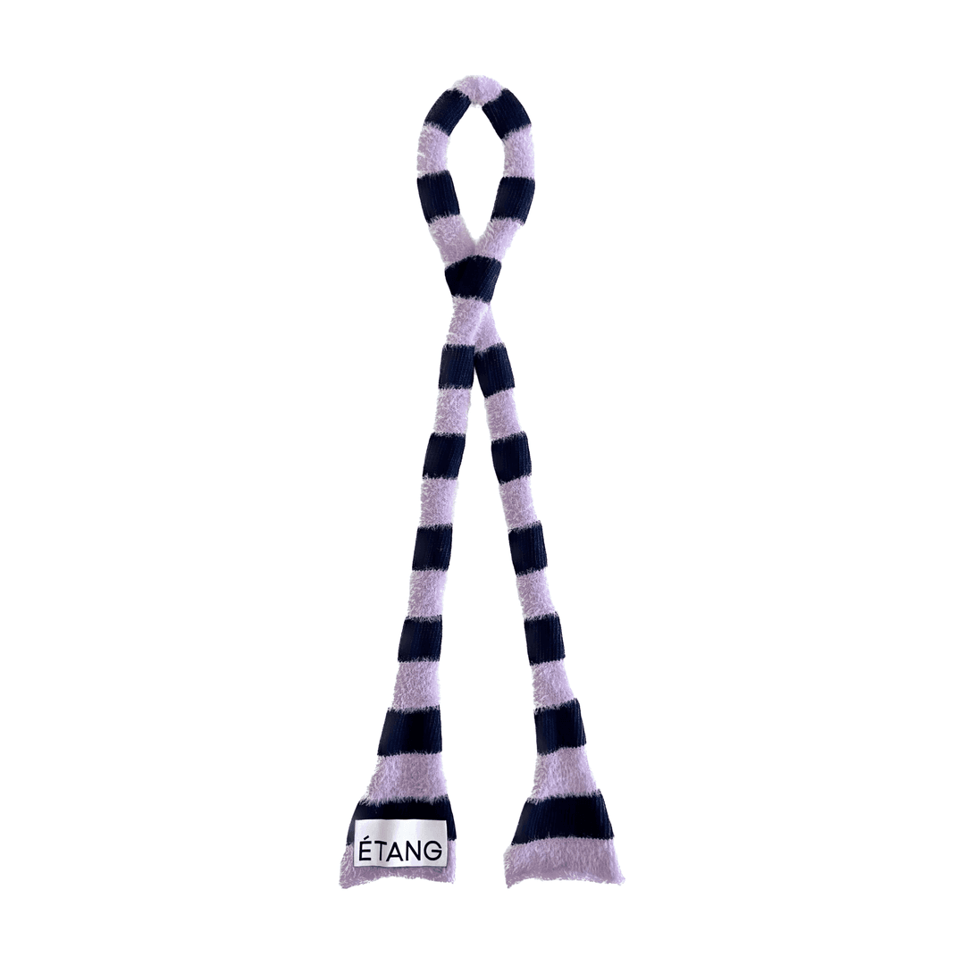 Étang Knit scarf | Angora stripe_purple & navy