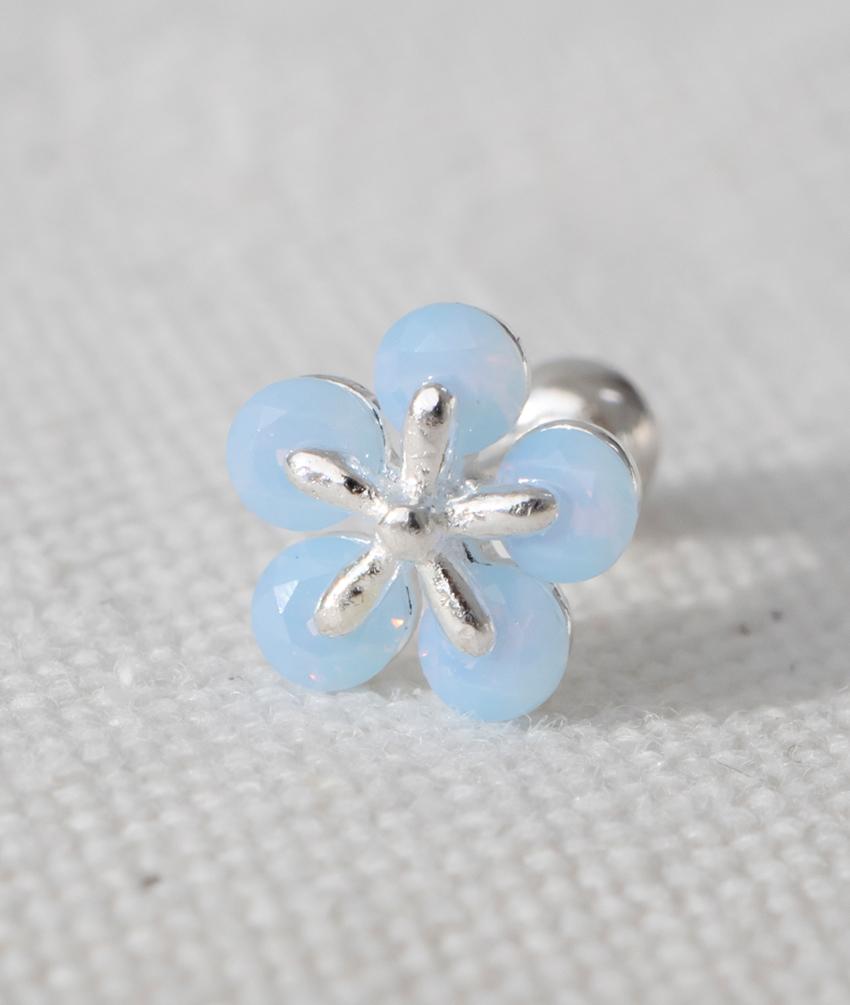 925 실버 플라워 밀키 큐빅 볼 피어싱 8종