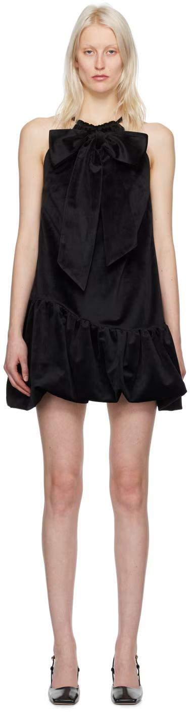 블랙 수지 미니 드레스