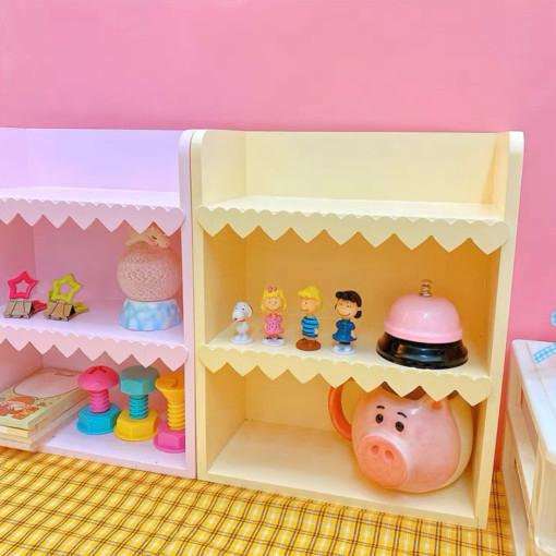 파스텔 하트 미니 3단 선반 책상 데스크 피규어 장식 정리 수납