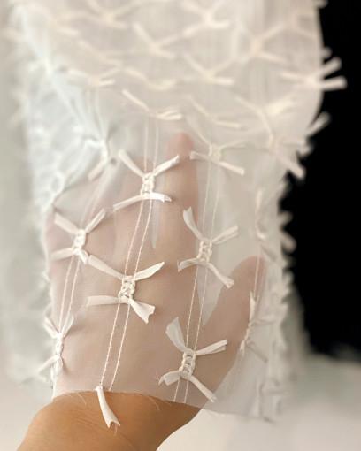 {소녀갬성1000yd 돌파} 리본 쉬폰 망사 레이스 원단 레이어드 스커트 시폰원단