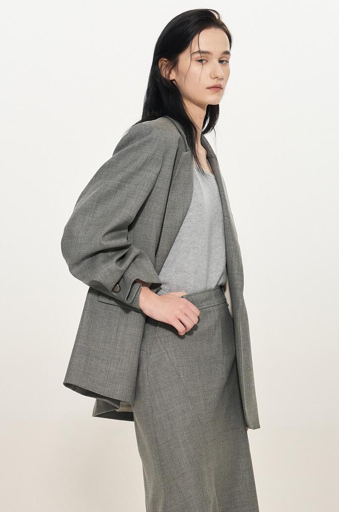 [TIME] Wool Blend Back Slit Jacket