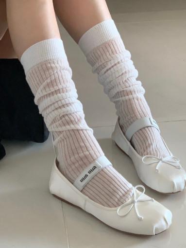 Ksox 케이삭 국산 골지 시스루 삭스 루즈핏 롱양말 니삭스