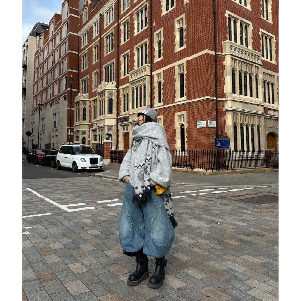 WARDEN EDGE 팬츠 데님 블루 워시드진 레트로 로우웨이스트 루즈핏 와이드 청바지