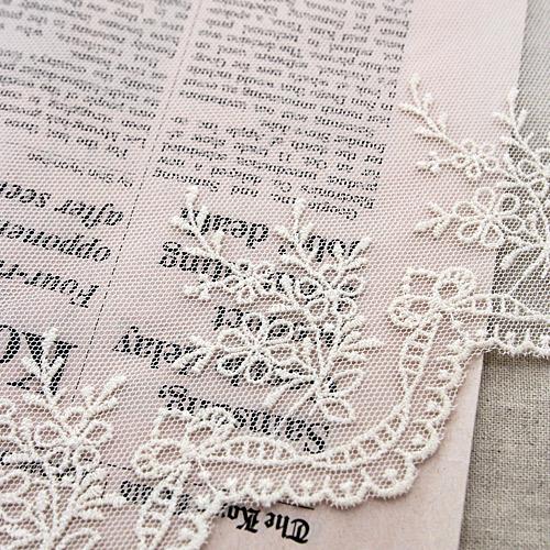 레이스원단 자수 망사 레이스천 029 물망초 내츄럴