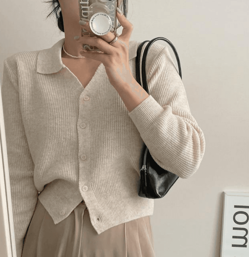 [5color/간절기] 우주 포근한 카라 브이넥 루즈핏 가을 니트 가디건_몽그라미